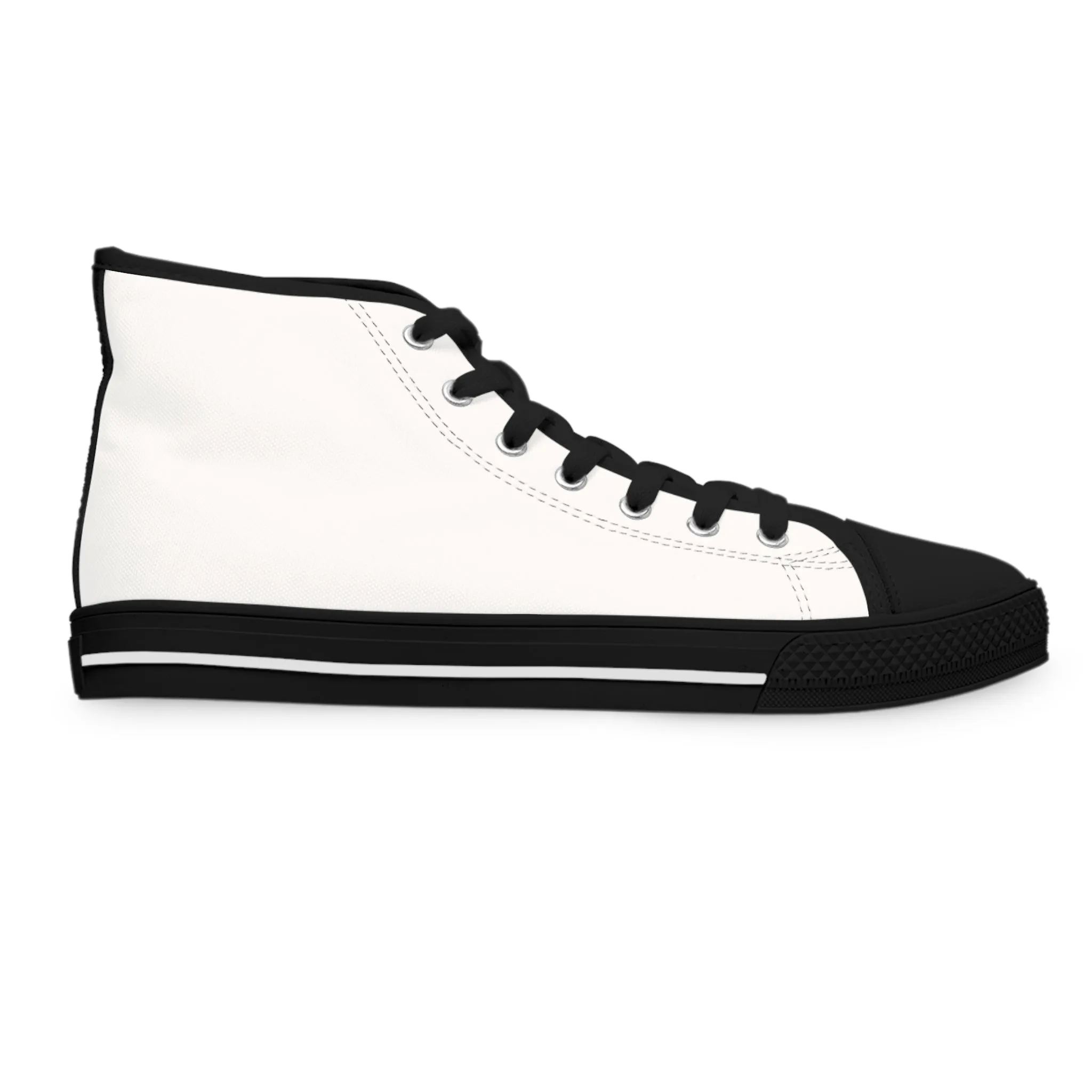 White Color Ladies' High Tops, Solid White Color Best Women's High Top Sneakers Canvas Tennis Shoes