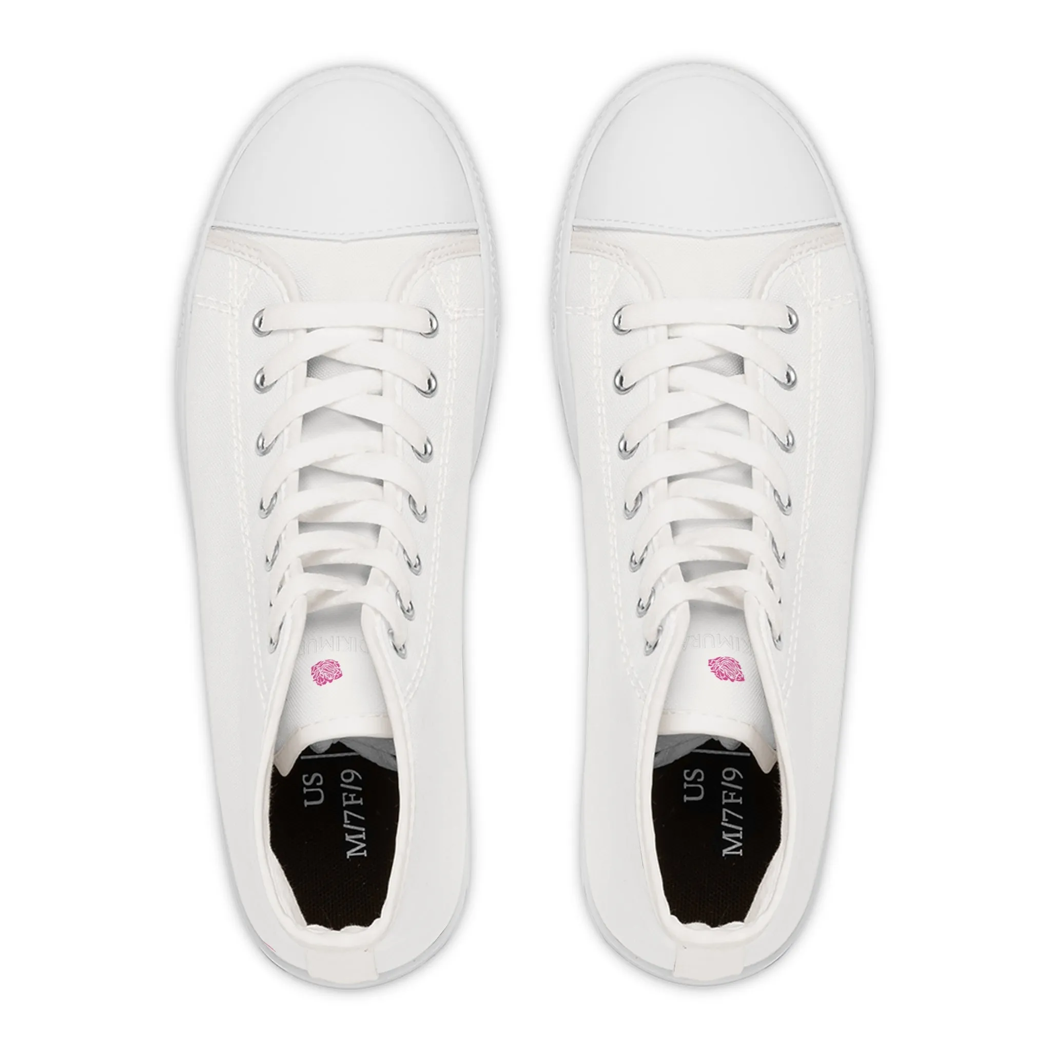 White Color Ladies' High Tops, Solid White Color Best Women's High Top Sneakers Canvas Tennis Shoes