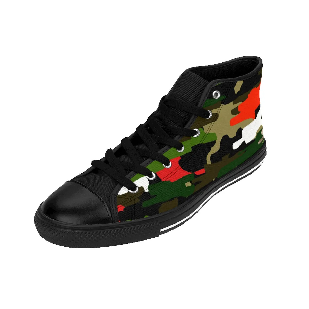 White Red Green Camouflage Army Military Print Men's High-top Sneakers Running Shoes